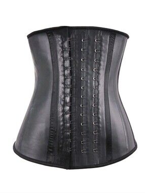 Kim Rule Black Latex Waist Trainer Corset Shapewear Cincher